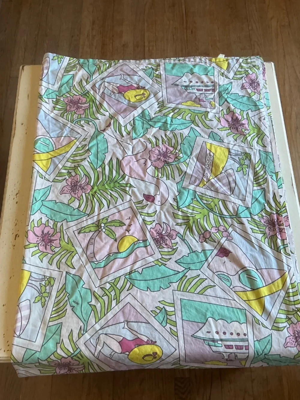 2 Vintage PACIFIC non iron Bon Voyage Vacation Print TWIN Flat Sheets